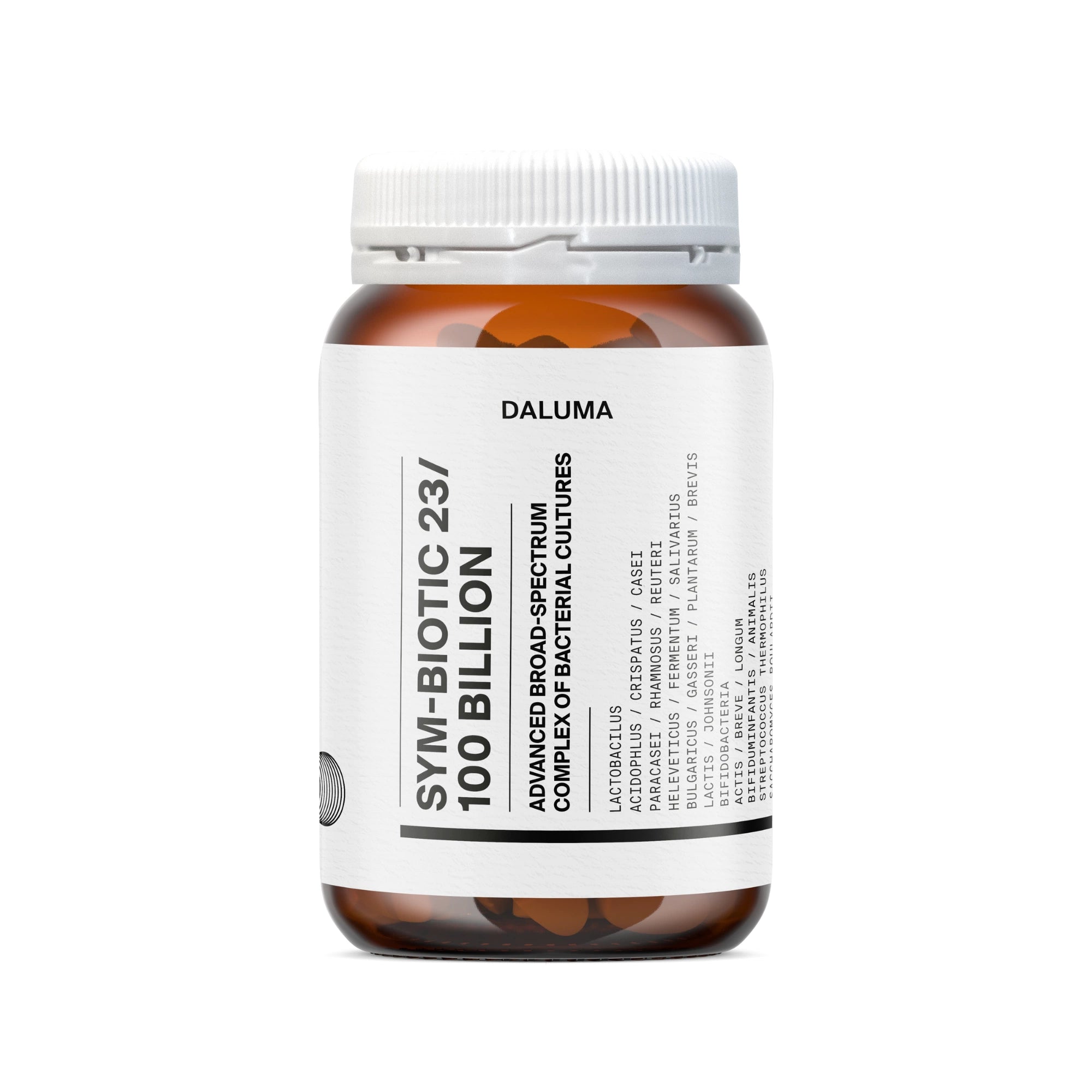 Eine braune Flasche mit weißem Deckel und der Aufschrift 